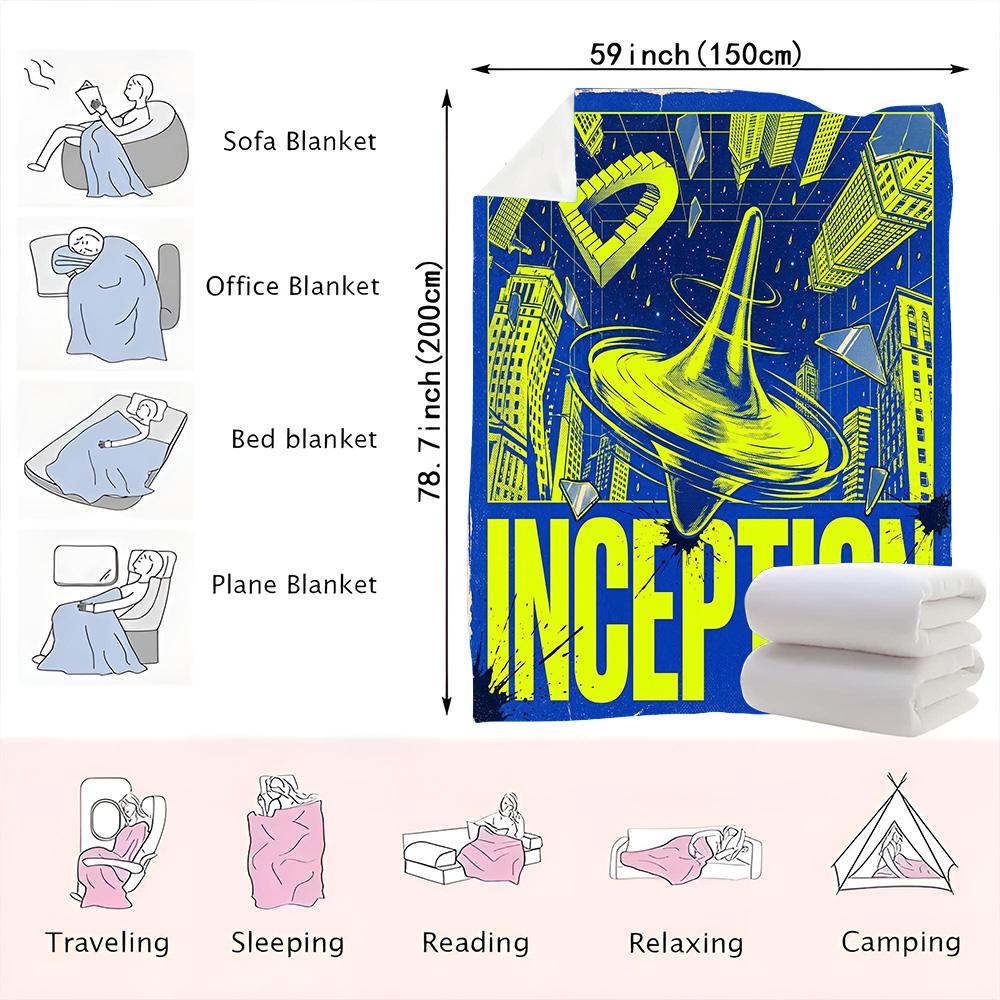 Inception Fan Season Blanket — A dreamlike, cozy blanket featuring the iconic spinning top and cityscapes, perfect for movie
