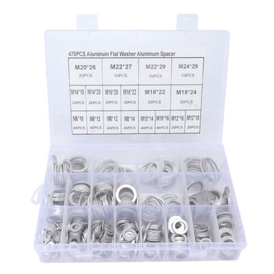 470 Piezas Arandela de Sellado Aleación de Aluminio Arandela Plana Redonda Kit Surtido para Automóviles Grifos