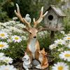 Resin Elk Rabbit Hedgehog Fox Figurines Forest Deer Small Animal Statue, Figurine with Stable Base Exterior Yard Decor Hedgehog, Outdoor Waterproof