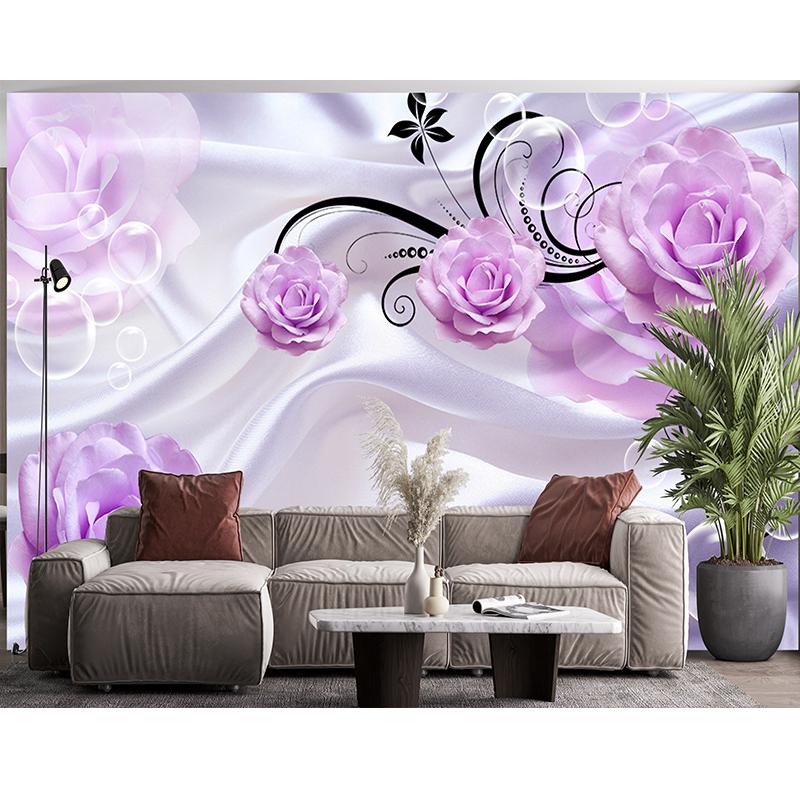 3d Floral Purple Rose Wall Murals Modern Simple Romantic Wallpaper Living Room Bedroom Home Decor
