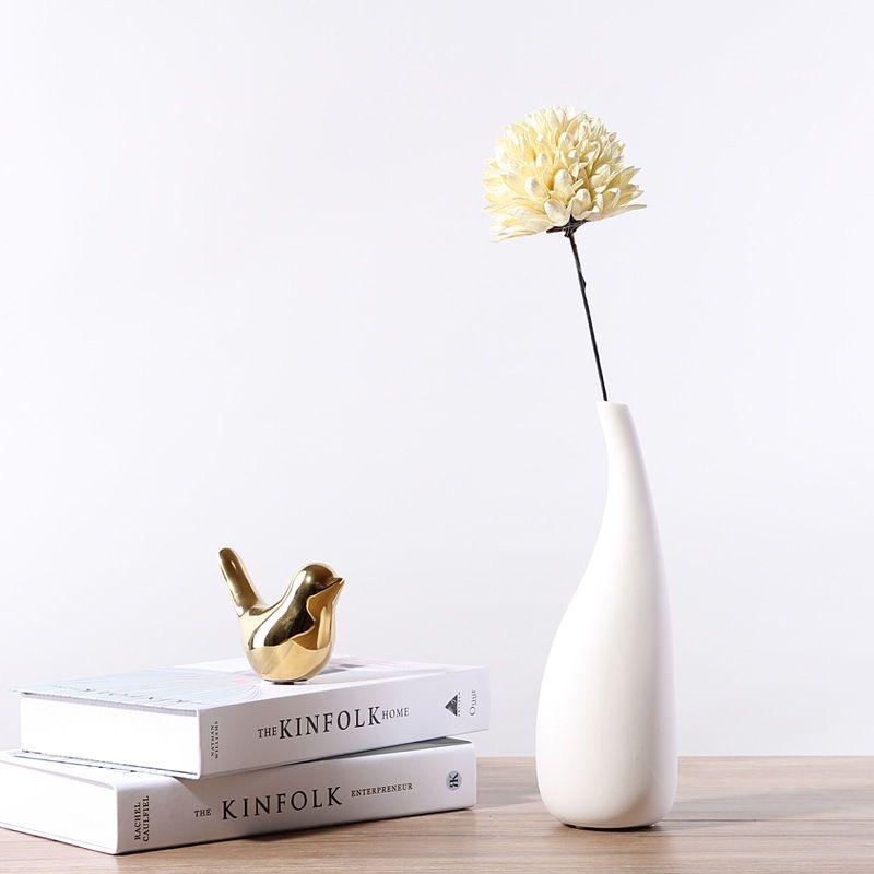 Modern Minimalist White Ceramic Vase - Decorative for Dried Flowers & Table Decor