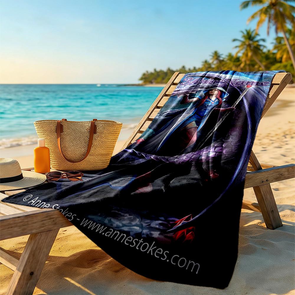 Gothic Illustrations Customizable Name Beach Towel Super Soft Microfiber Quickdry Fabric Perfect for Traveling Yoga Camping and Swimming