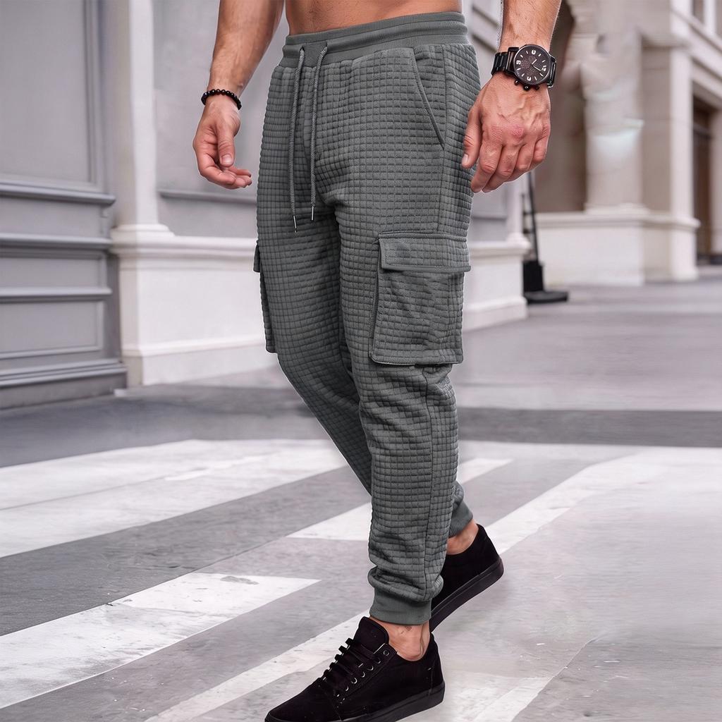 Herre cargo joggingsbukser med tekstur og smalle, afslappede, sporty bukser