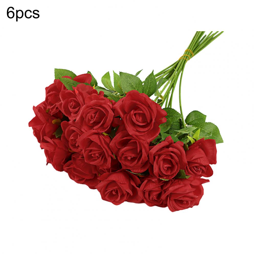 Artificial Rose Flower Realistic Long Stem Faux Silk Rose Bouquet For Valentine's Day Home Wedding Party Flower Decoration
