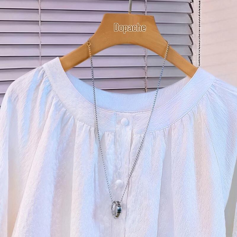 Women's Round Neck Loose Fit Long Sleeve Blouse