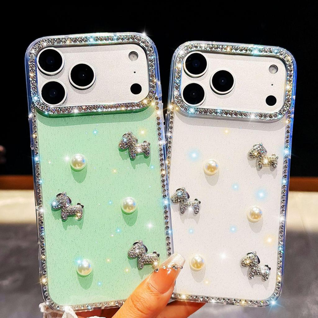 iPhone 17 Pro Max Pearl Pony Rhinestone Protective Case