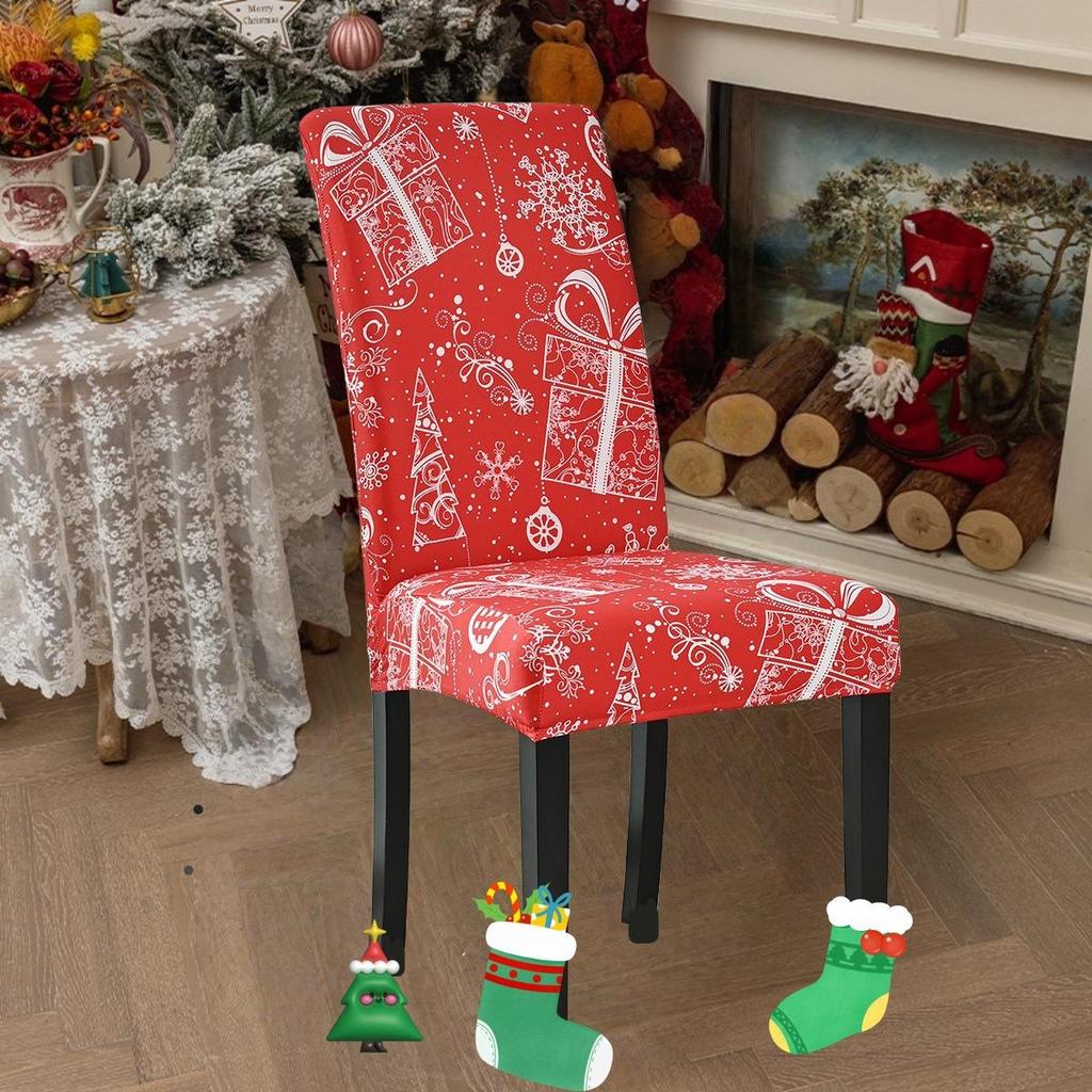 Christmas Chair Covers for Dining Room Kitchen Party Hotel Banquet Restaurant Office Stretch Seat Cover Housse De Chaise 1pc