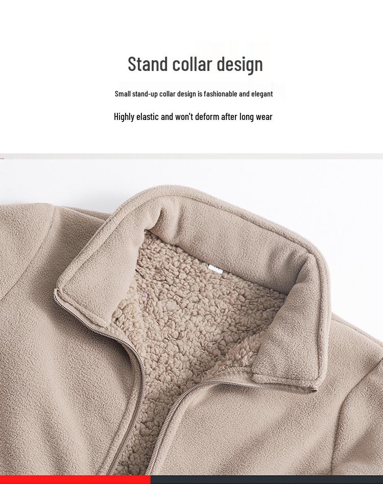 Unisex 2025 Cotton Coat: Short Fleece Stand-up Collar Cardigan for Autumn/Winter, Double-Sided Thick Warm Outerwear.