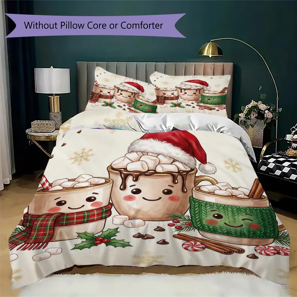 Stockings Ornaments Pattern Bedding uilt Set uilt Cover Pillowcase Home Decoration Birthday Gift (1 * duvet cover + 2 * pillowcase without core)_XIA