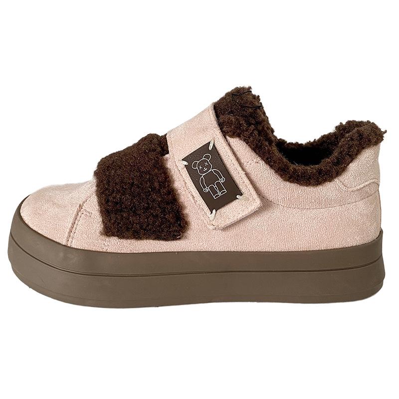 BE-6811 velvet Velcro thick baseplate shoes women's shoes bread shoes winter warm 2024 new niche cotton shoes