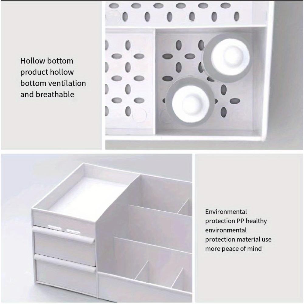 Cutii, comode și sertare pentru depozitarea machiajului, care pot conține cosmetice, produse de îngrijire a pielii, fard de pleoape, loțiuni, oje și bijuterii pentru baie și dormitor.