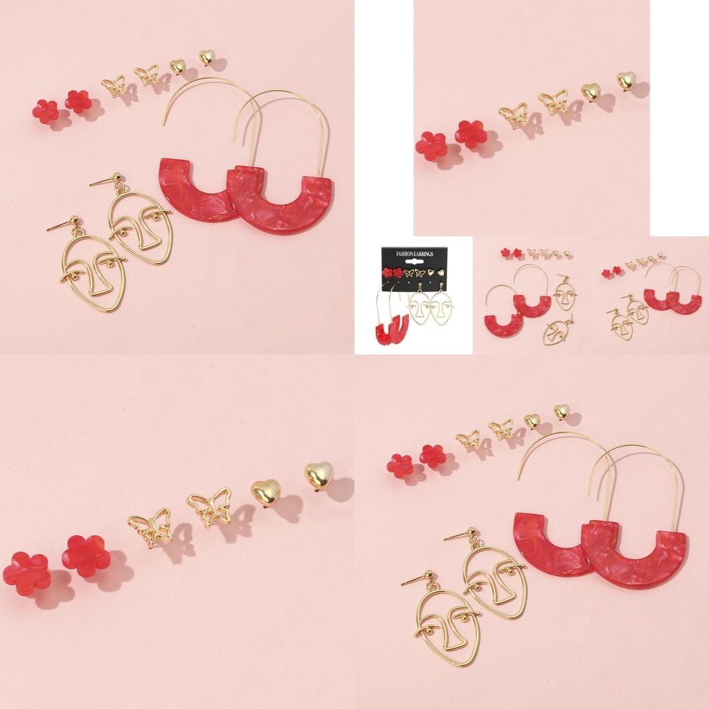 Stylish Alloy Cartoon Character Earrings Multiple Pairs On Card Perfect Gifts