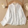 DIMANAF 2026 Women Blouse Plus Size New Autumn Shirt Long Sleeve Embroidery Lace Floral Casual Loose Thin Lady Tops Shirts Beading