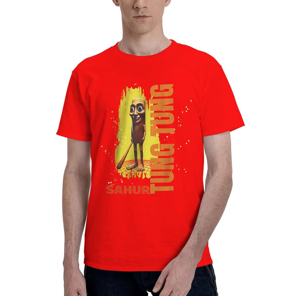 Humor Gen Z Tung Tung Tung Sahur T Shirt Men Cotton Vintage T-Shirts Round Neck  Tee Shirt Short Sleeve Clothes Plus Size