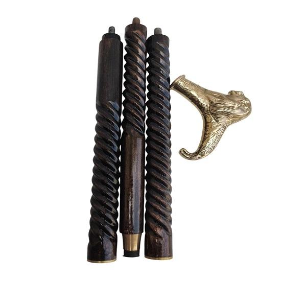 Stil Băț de mers din lemn Mâner din alamă Baston Steampunk