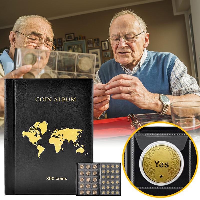 300 Pockets Coin Collection Album Book Collecting Money Organizer Storage Bags PVC Film Waterproof Badges Storage Box Case