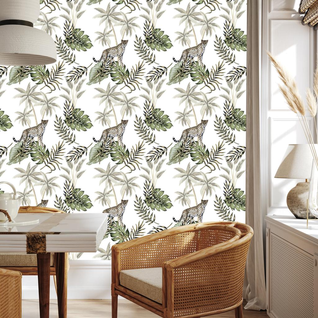Wild Cats and Leaves Wallpaper for Living Room and Bedroom 50x1000