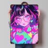 Anime Girl With Pink Glasses Metal Poster Customized Wall Art Retro Vintage Tinplate Signs for Man Cave Decoration Aesthetic