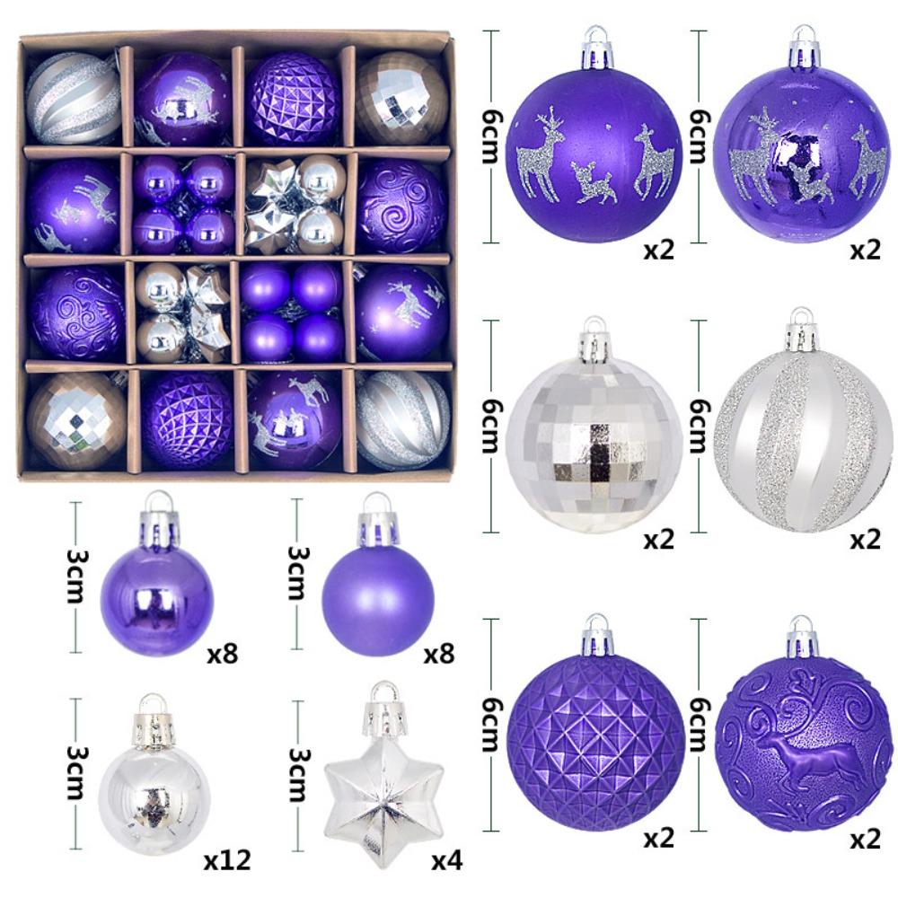 44PCS High-quality Plastic Christmas Ball Set 20 Colors 3-6cm Christmas Tree Balls Suspensable Xmas Ornament Ball Scene Supplies