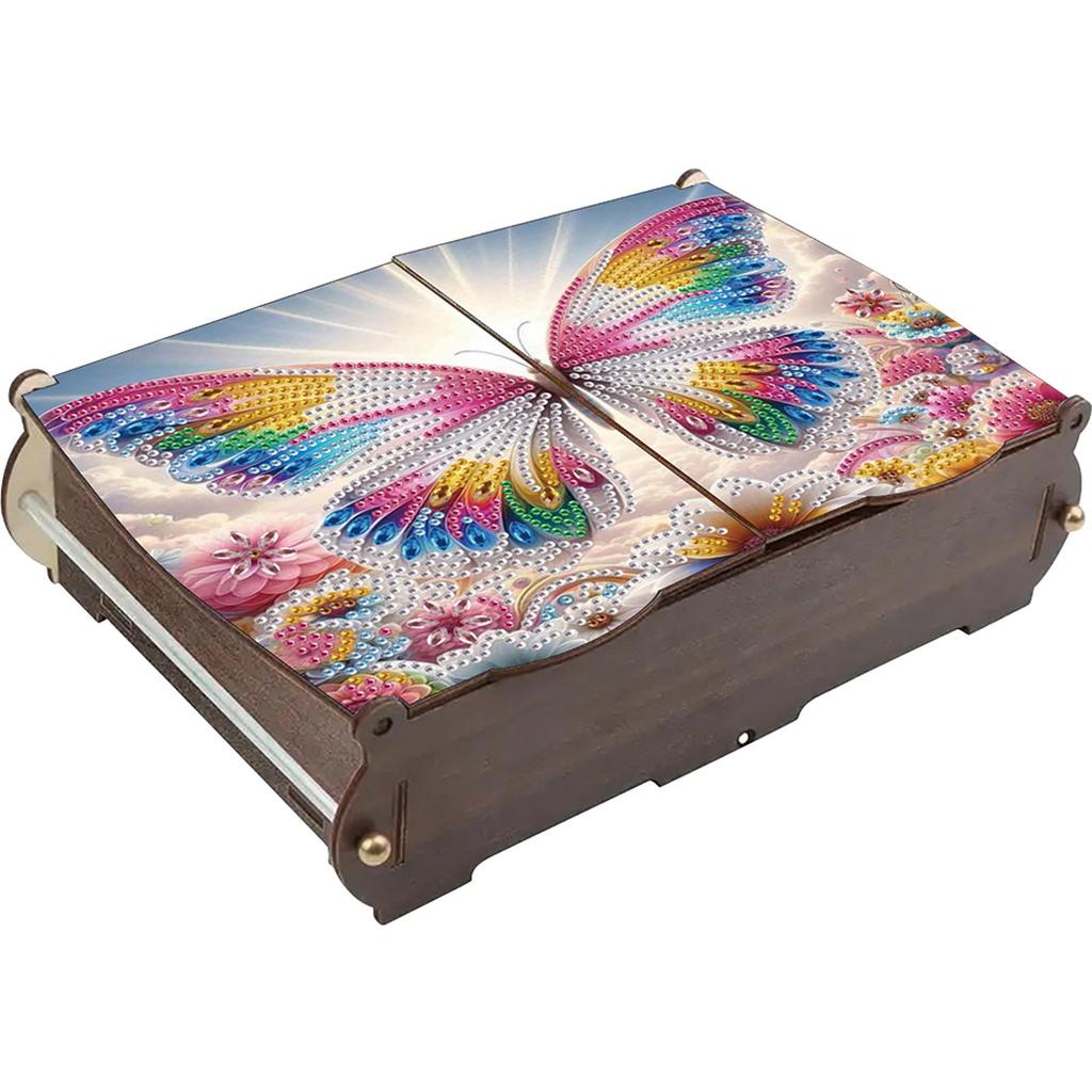 Diamantmalerei Holz-Aufbewahrungsbox Diamond Art Aufbewahrungskoffer DIY 5D Bastel-Schmuckbox für Schmuck & Bastel-Organisation