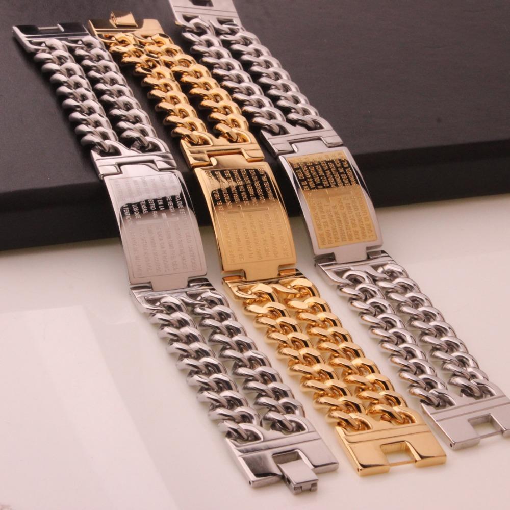 Punk Style Jesus Cross Bracelets Stainless Steel Bracelets Men Jewelry Male Charm Bangle Double Hand Chain Man Wristband