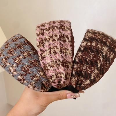 Herbst/Winter Damen Strick Stirnband mit Fleecefutter, Mehrfarbiges Modisches Breites Stirnband, Hohe Krone Haaraccessoire