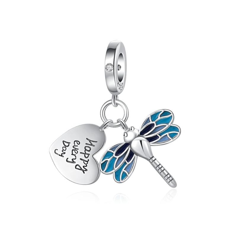 New 925 Silver Spring Collection Butterfly Peacock Dragonfly Dangle Charms for Women DIY Jewelry Gifts
