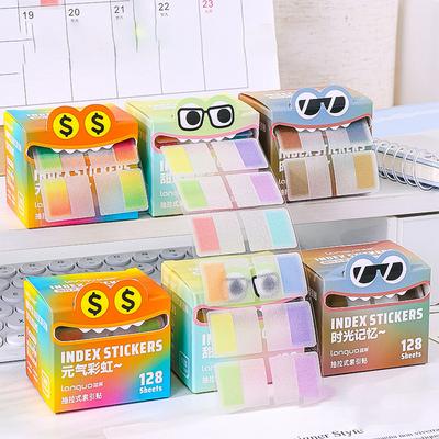 128 Sheets/Roll Pearlescent Transparent Index Sticker Colorful Funny Sticky Notes Marking Note Memo Pad Students Writing Supplies