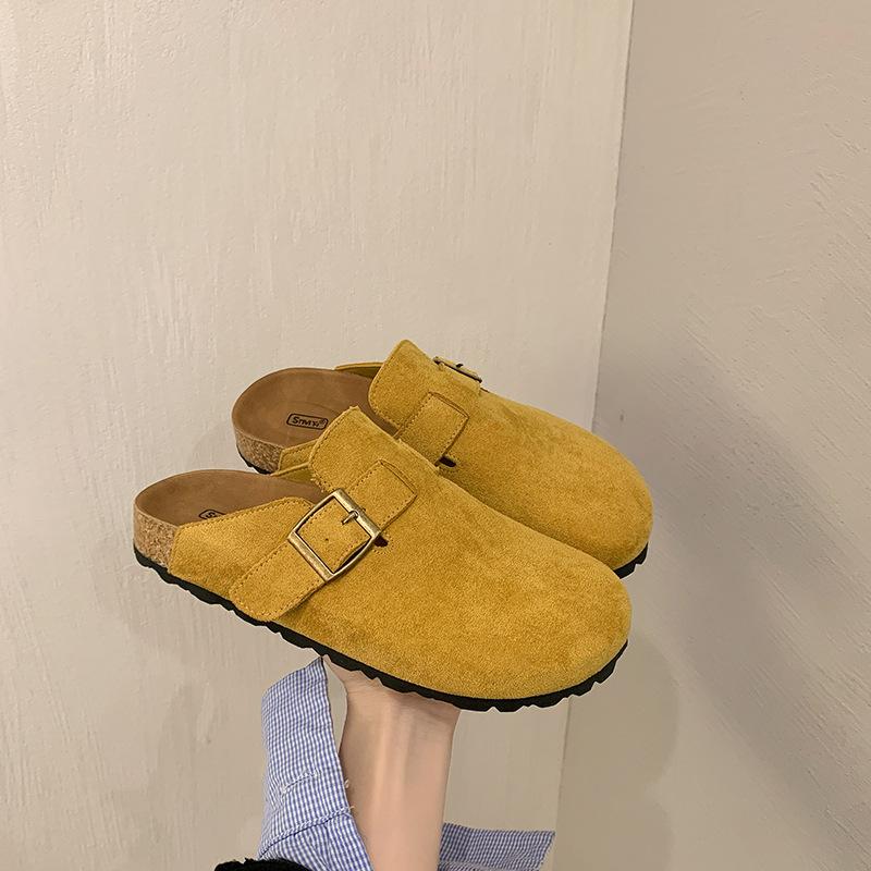 Baotou Half Slippers Women's Spring and Summer New Retro Versatile Single Shoes Large Size Lazy Outer Wear