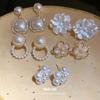 Silver Needle Diamond Pearl Flower Earrings Ten-piece Set French Retro Sweet Temperament Earrings Light Luxury Premium Earrings