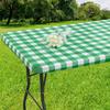 Waterproof Vinyl Tablecloth with Flannel Backing - Stylish Buffalo Check, Elastic & Non-Slip - Ideal for Dining, Camping