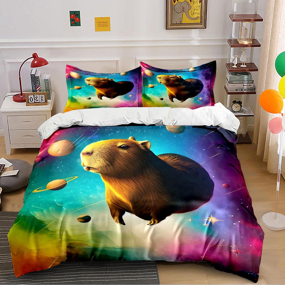 Capybara Galaxy Bedding Set Bedding Duvet Cover Set Duvet Cover Pillowcases (1 * Duvet Cover 2 * Pillowcases, without duvet insert) 135x200cm