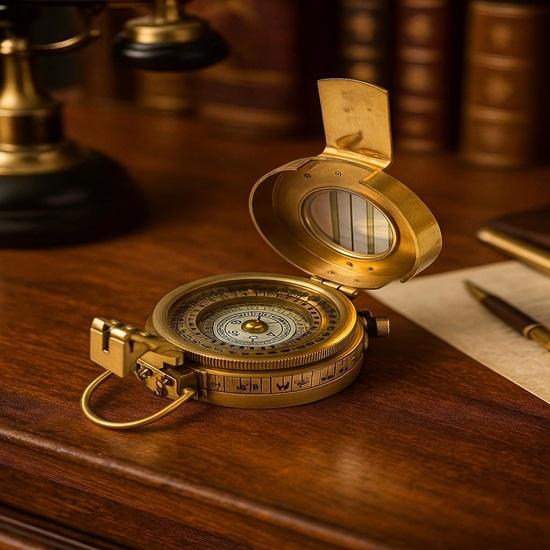 6.35 cm Brass Compass, Handmade Maritime Pocket Instrument Military Compass Navigation Gift