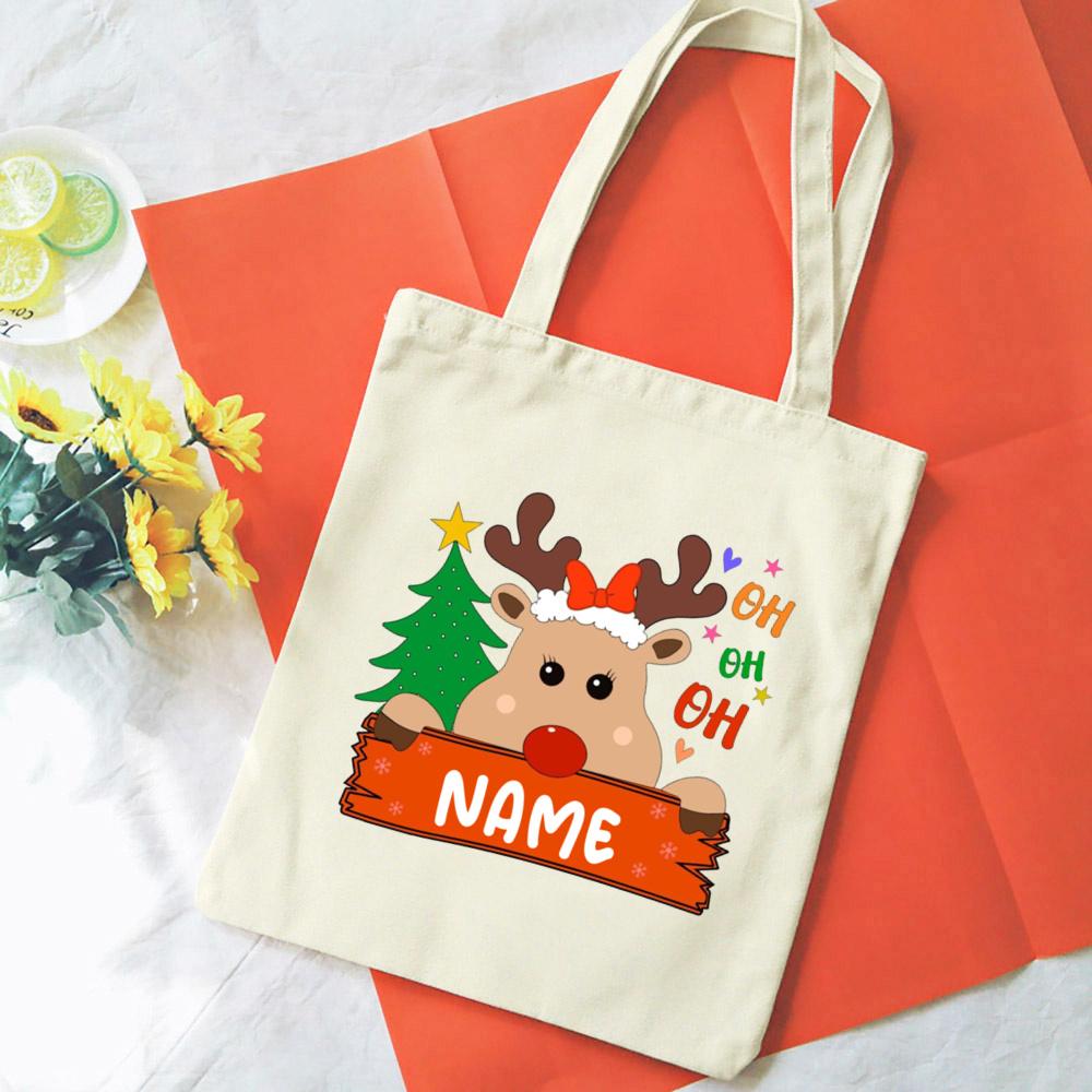 Personalized Christmas Gift Bag Custom Name Bag Christmas Sack Alternative Stocking Filler Bags Xmas Eve Pouch Gifts for Kids