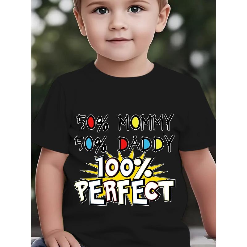 European sizes Summer Boys' Fashion Short Sleeve T-Shirt Mommy Daddy PERFECT Letter Print Outdoor Casual Top