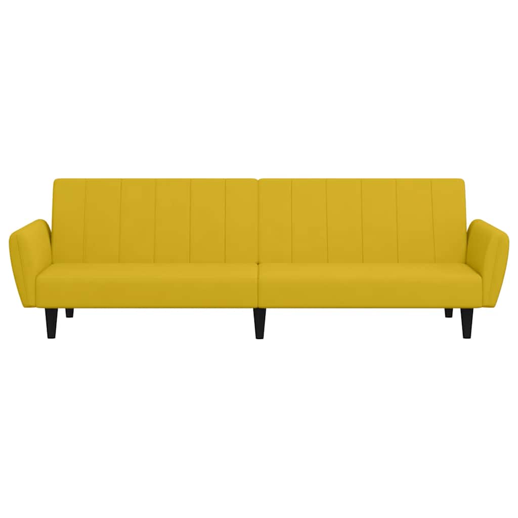 2 Seater Yellow Velvet Sofa Bed