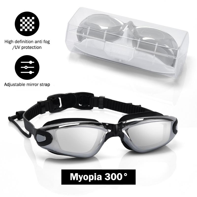 1 Set Nearsighted Swim Glasses Short-Sighted Goggles For Swimming Graded Eyeglasses With Grade Silicone Racing Goggles For Adult