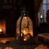 Halloween Candle Lantern, Decorative Spooky Witch Skeleton Pumpkin Tabletop Light for Haunted House, Front Porch, Gothic Home Party Decor