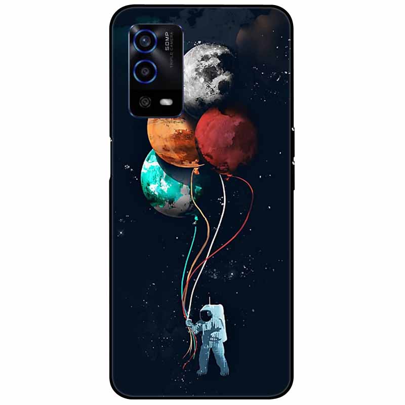 For Oppo A55 4G Case A 55 Silicone Soft Painted TPU Black Cover for Oppo A55 Case CPH2325 Cute Funda Coque for OPPOA55 6.51''