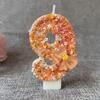 Number Birthday Candle 0-9 Decorative Cake Topper for Kids Baking Party Celebration Reusable Numbered Candles with Glitter and Bow Accent