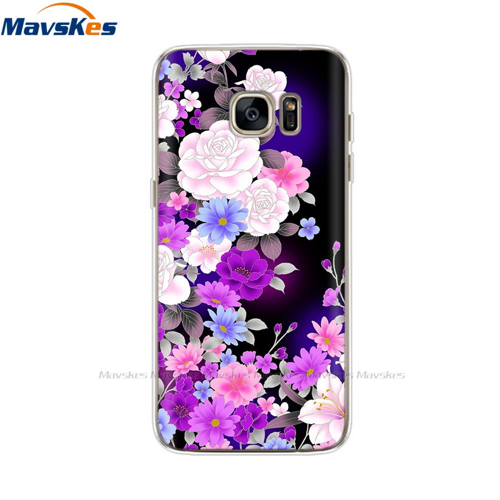 Custodia in Silicone Cartone Animato Per Samsung Galaxy S7 Custodie Cover Fiore Morbido TPU Custodia per Telefono Per Samsung S7 edge G930F G930FD G930W8 Funda
