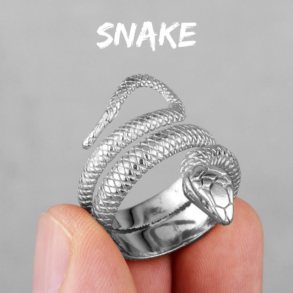 Golden Snake Animal Stainless Steel Mens Rings Punk Hip Hop Unique Trendy For Male Boyfriend Jewelry Creativity Gift