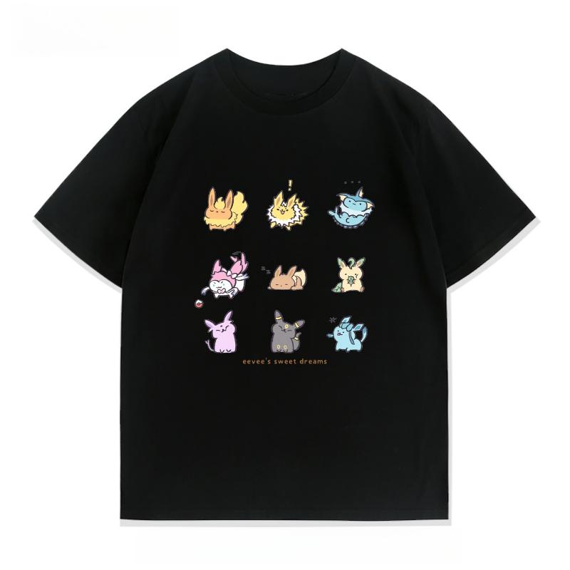 Poteemiel Pokémon Cartoon Ibrahimovic Moon Sun Anime Short Sleeve T-Shirt Men's Women's Clothes Casual Short Sleeve Half Sleeve