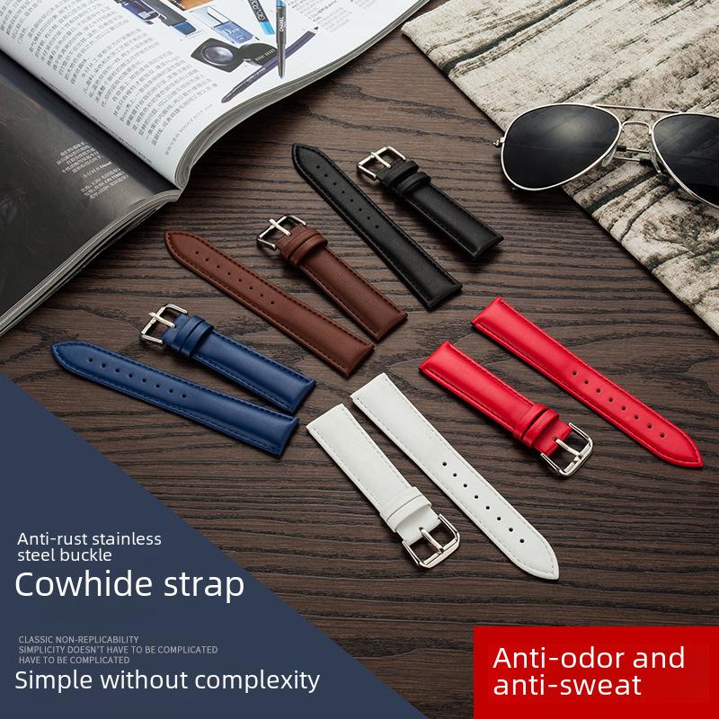 Genuine Leather Men's Watch Straps with Soft Pin Buckle - Watch Accessories