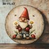 1pc 8x8in Retro Gnome Ladybug Garden Sign Round Metal Plaque Outdoor Porch Wall Decor Yard Patio Hanging Ornament