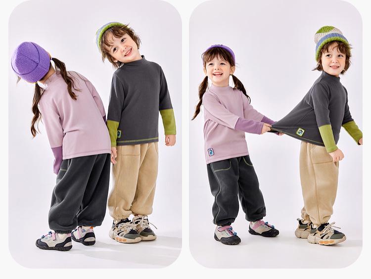 Children's Fleece One-Piece Winter Pants: Boys' Knitted Long Pants & Girls' Warm Casual Pants