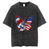 Vintage Washed Cotton TShirt Men  Years USA Independence Day  Graphic Tee Fighter Jet Patriotic Acid Wash