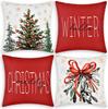 Christmas Pillowcase Nordic Striped Santa Letter Printed Cushion Cover Home Car Sofa Waist Pillowcase