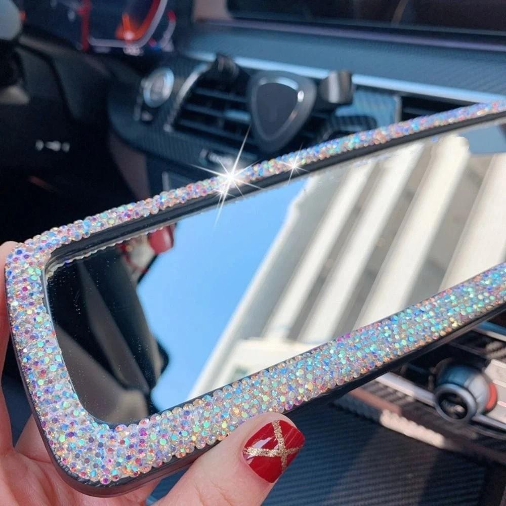 Bling Bling Design Car Rearview Mirror Decor Shiny Crystal Car Styling Accessories Car Interior