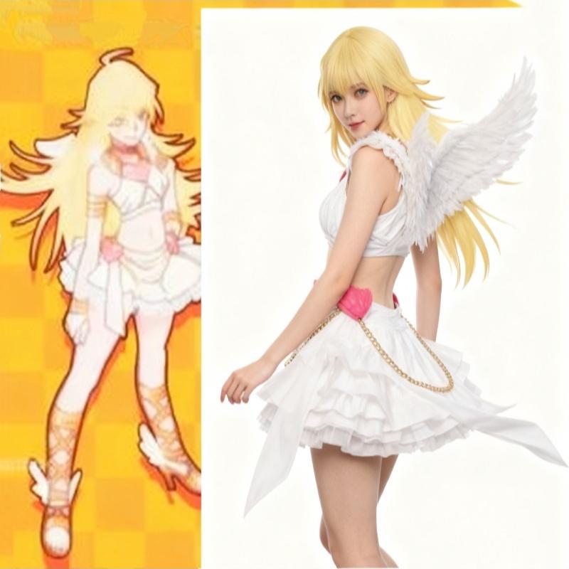 Anime Character Panty Cosplay Costume Lolita White Sexy Fancy Dress Angel Wing Gown Halloween Party Clothes Outfit For Women
